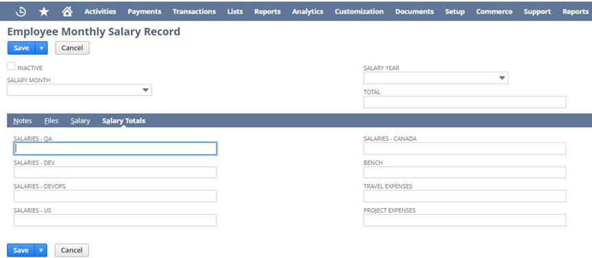 Custom Forecast Record In NetSuite